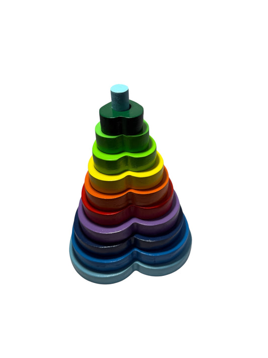 Wooden Rainbow Heart Stacking Toy