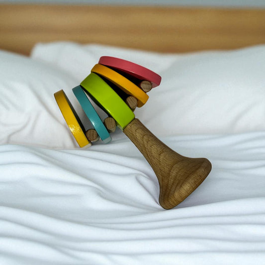 Wooden Rattle – 5 Clap Castanet (Montessori Baby Toy)