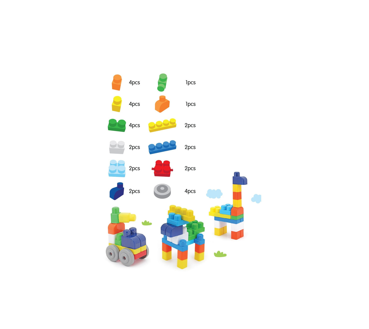 Sunta Little Elephant Building Blocks – 30 Colorful Pieces in Cute Storage Box (18M+)