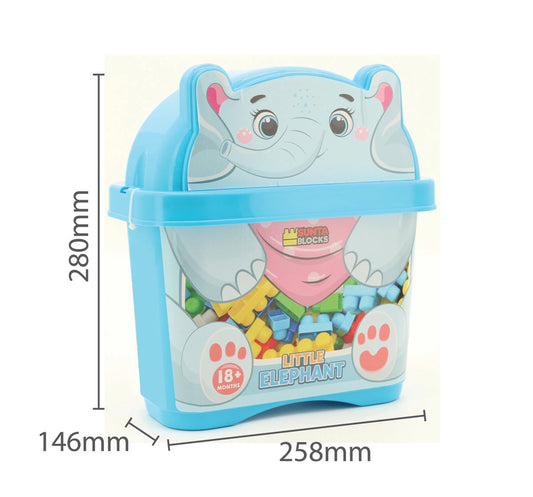 Sunta Little Elephant Building Blocks – 30 Colorful Pieces in Cute Storage Box (18M+)