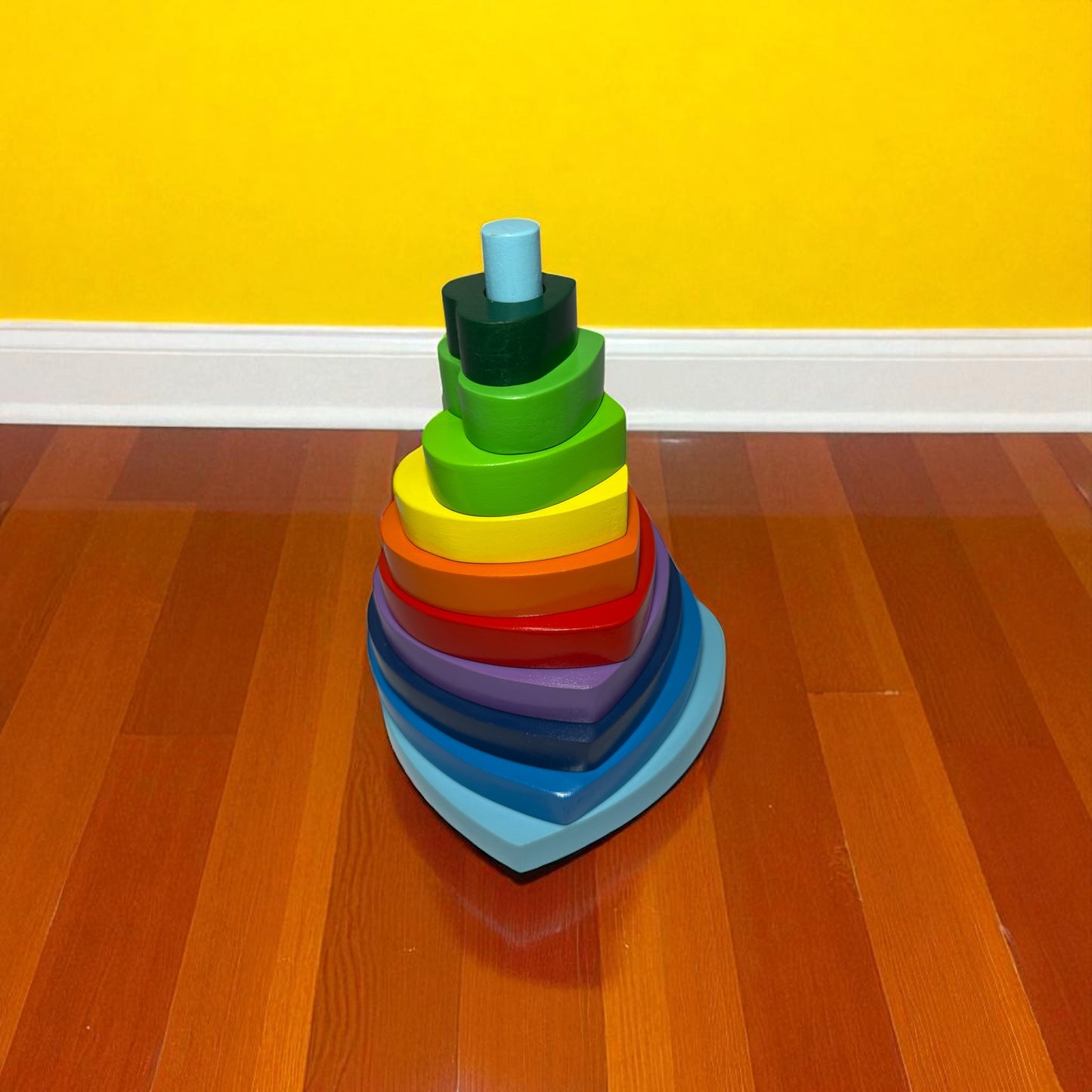 Wooden Rainbow Heart Stacking Toy