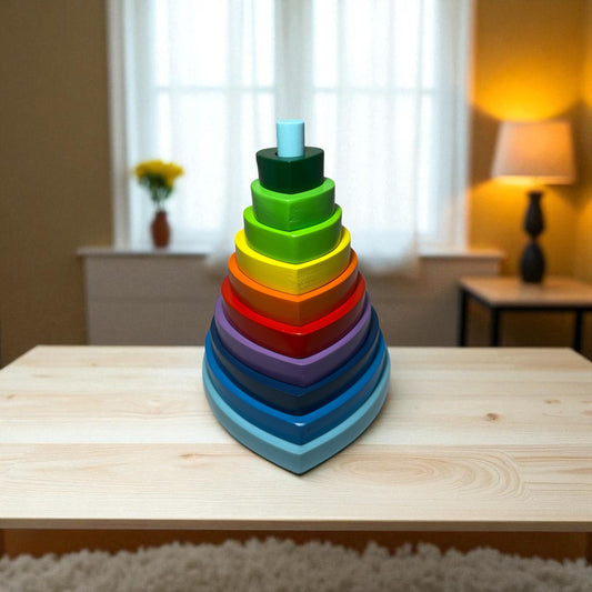 Wooden Rainbow Heart Stacking Toy