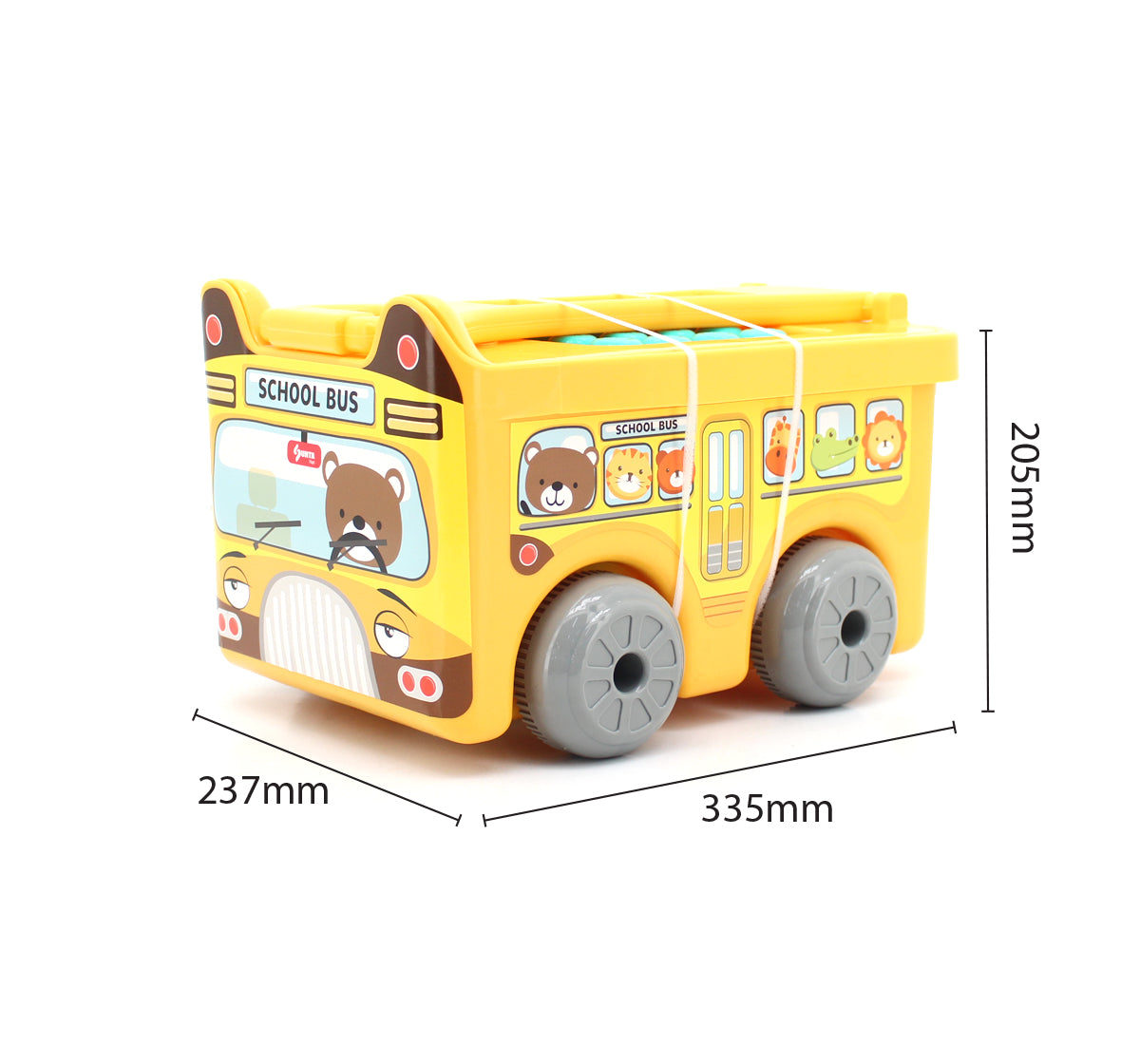 School Bus-Themed 2-in-1 Pull-Along Building Blocks Trolley Set – 30 Colorful Pieces (18M+)