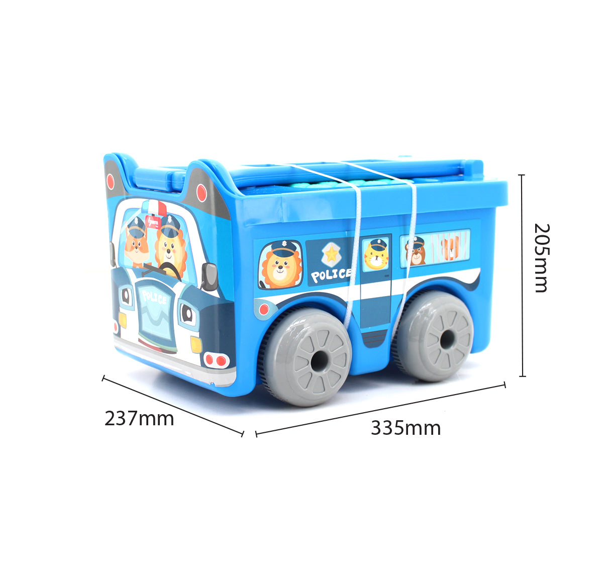 Police car-Themed 2-in-1 Pull-Along Building Blocks Trolley Set – 30 Colorful Pieces (18M+)
