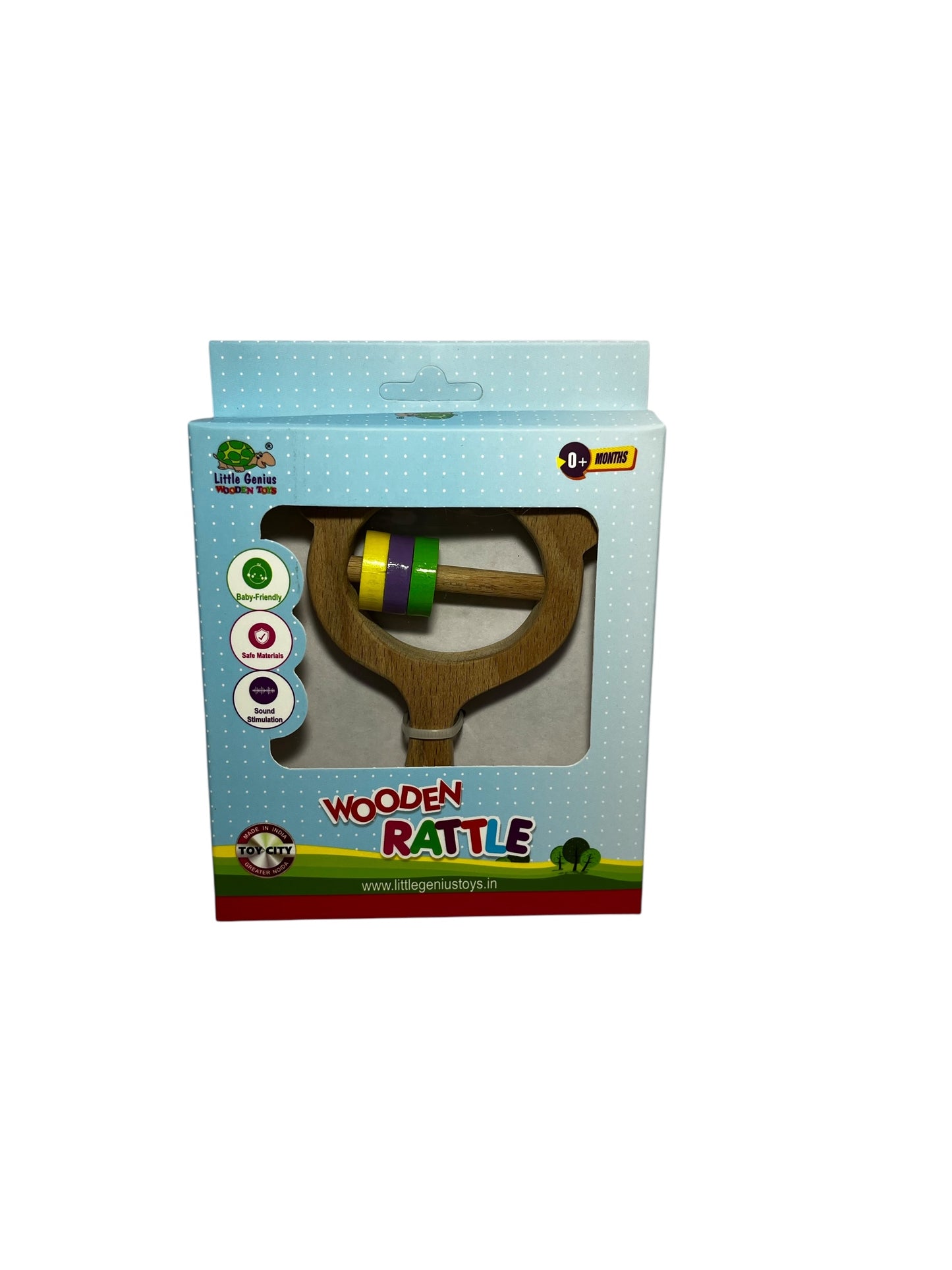 Wooden Bear Rattle with Handle – Baby-Friendly Toy