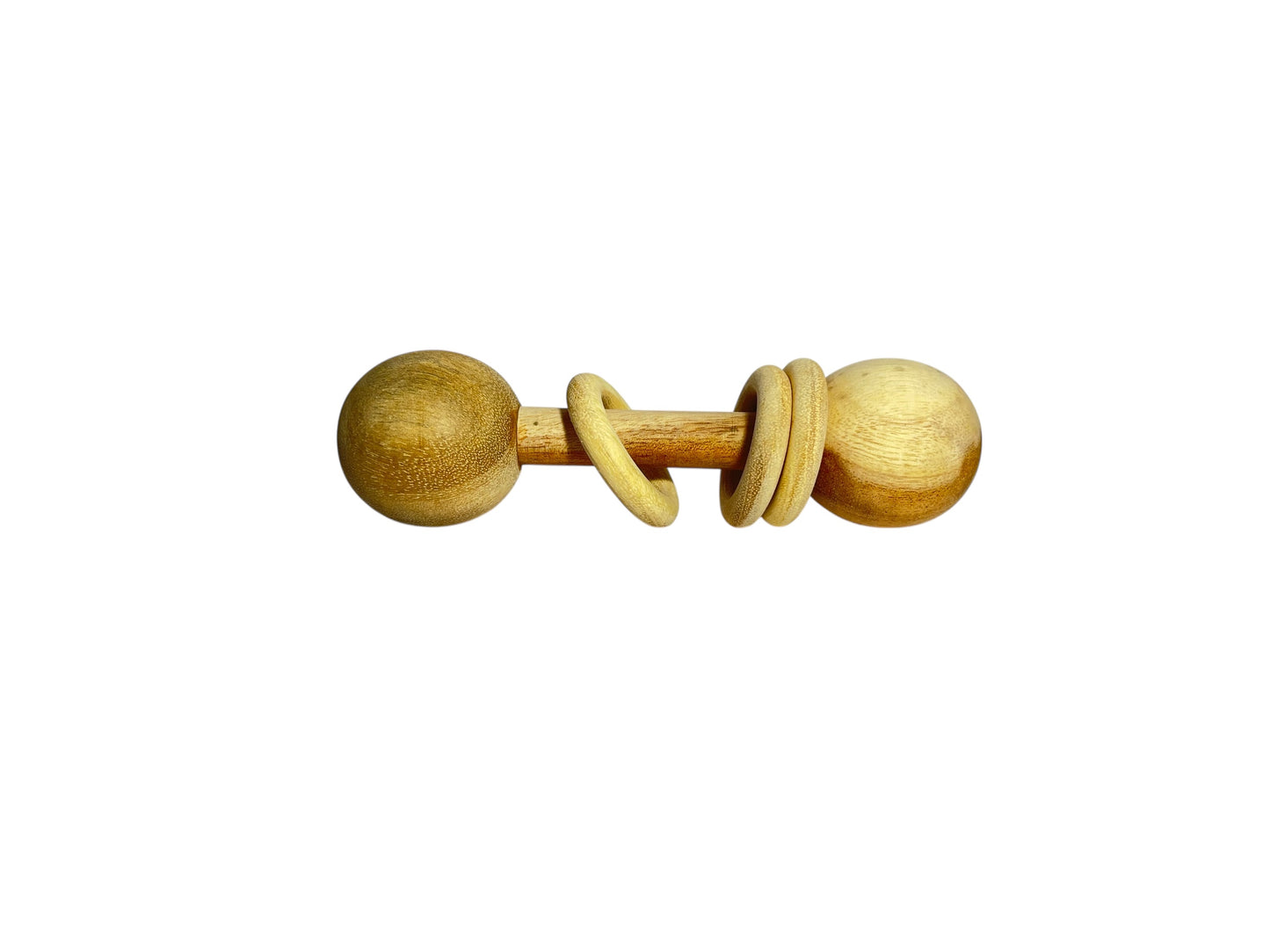 Wooden Baby Rattle with Rings – Natural Finish