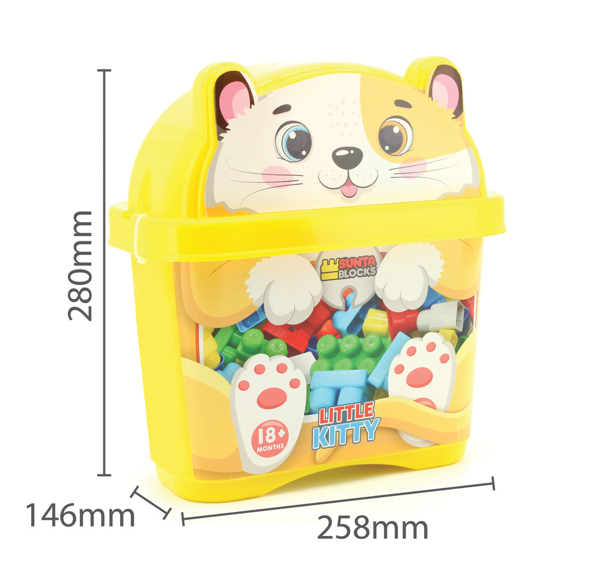 Sunta Little Kitty Building Blocks – 30 Colorful Pieces in Cute Storage Box (18M+)