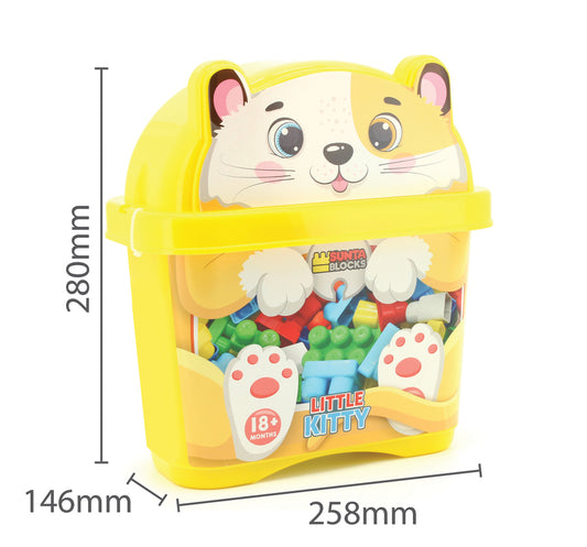 Sunta Little Kitty Building Blocks – 30 Colorful Pieces in Cute Storage Box (18M+)