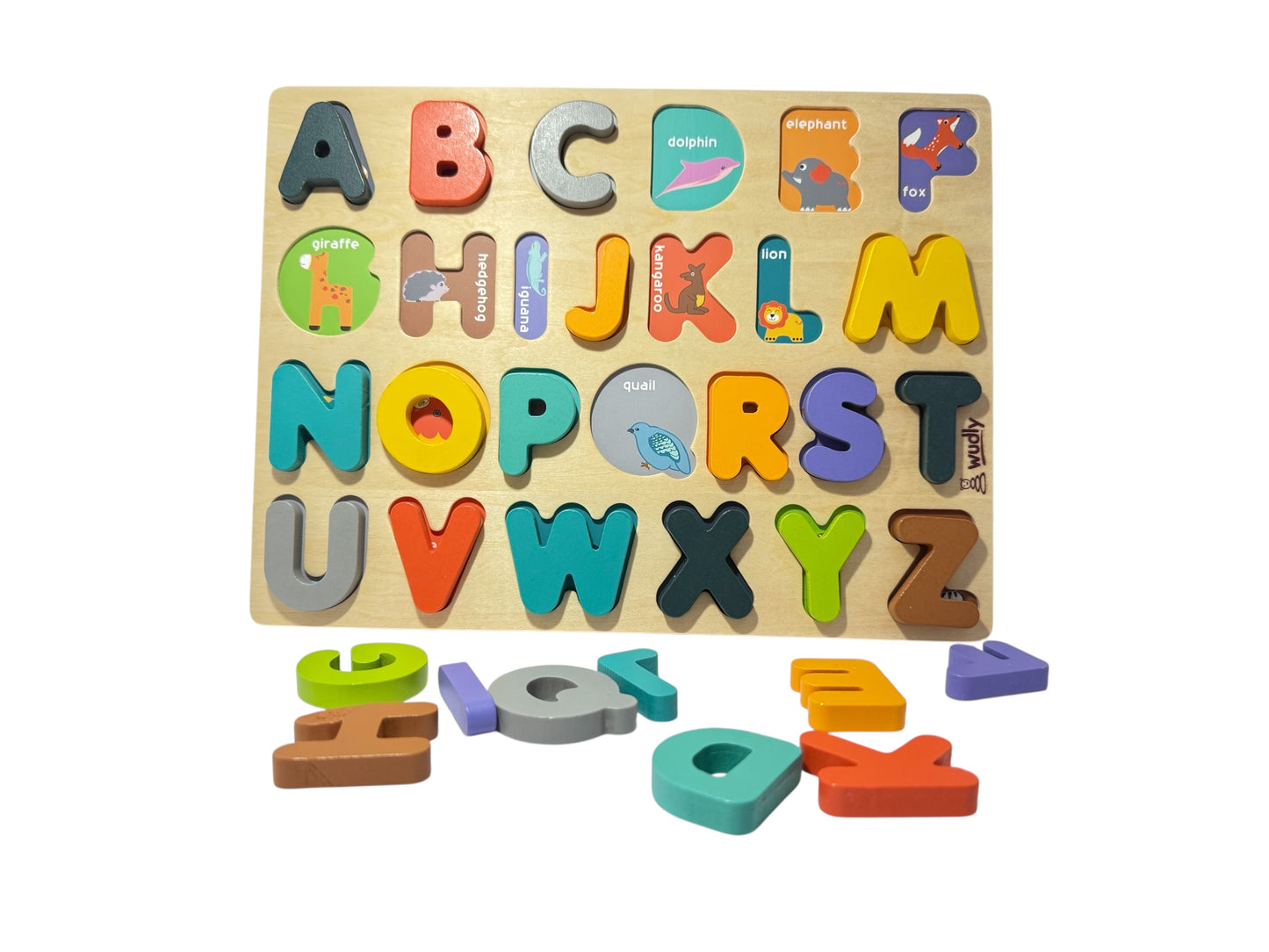 Wooden Alphabet Puzzle Board (A–Z with Animals) – Montessori Learning Toy