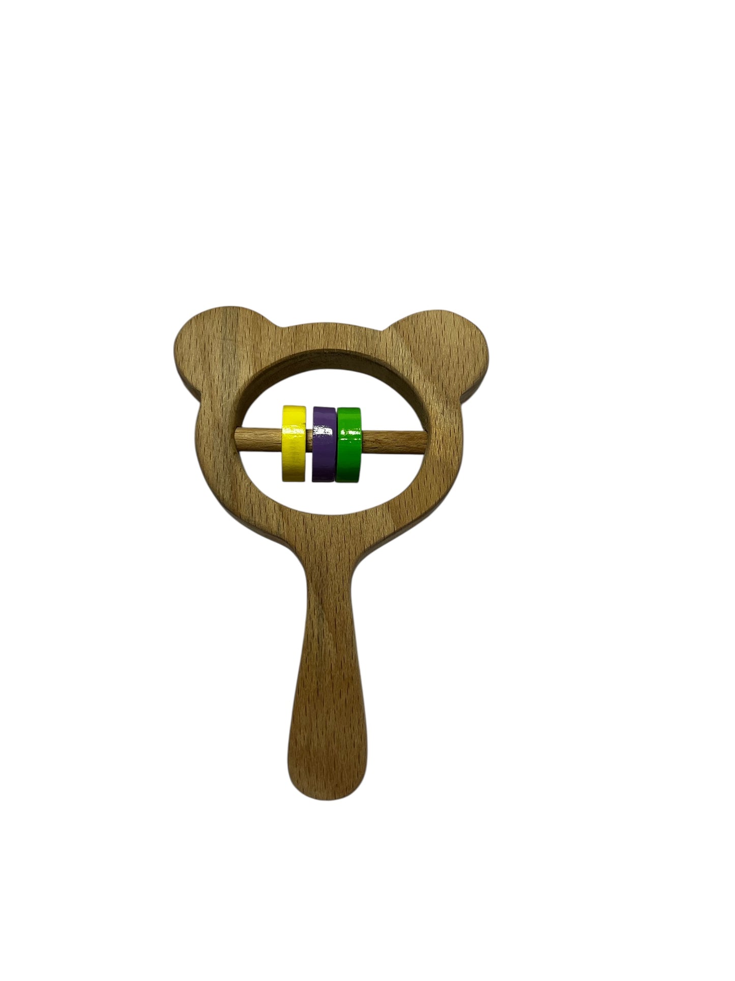 Wooden Bear Rattle with Handle – Baby-Friendly Toy