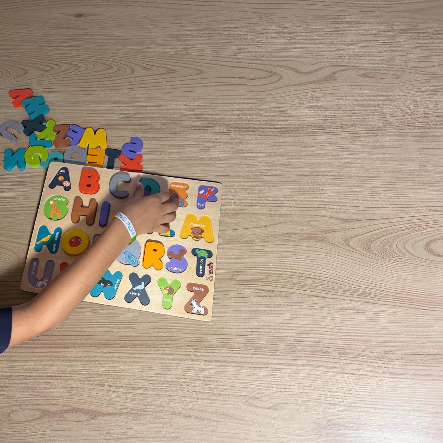 Wooden Alphabet Puzzle Board (A–Z with Animals) – Montessori Learning Toy