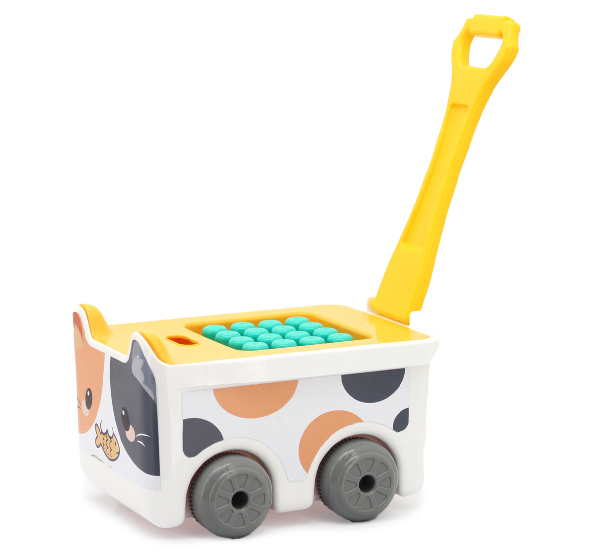 Cat-Themed Pull-Along Block Trolley Set – 30 Colorful Building Pieces | Build, Stack & Play with Purr-fect Fun (18M+)