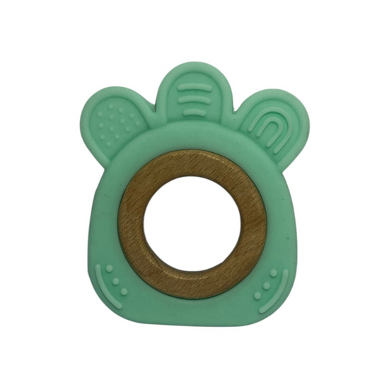 Green Ring-Shaped Baby Teether – Wooden & Silicone | Safe & Eco-Friendly