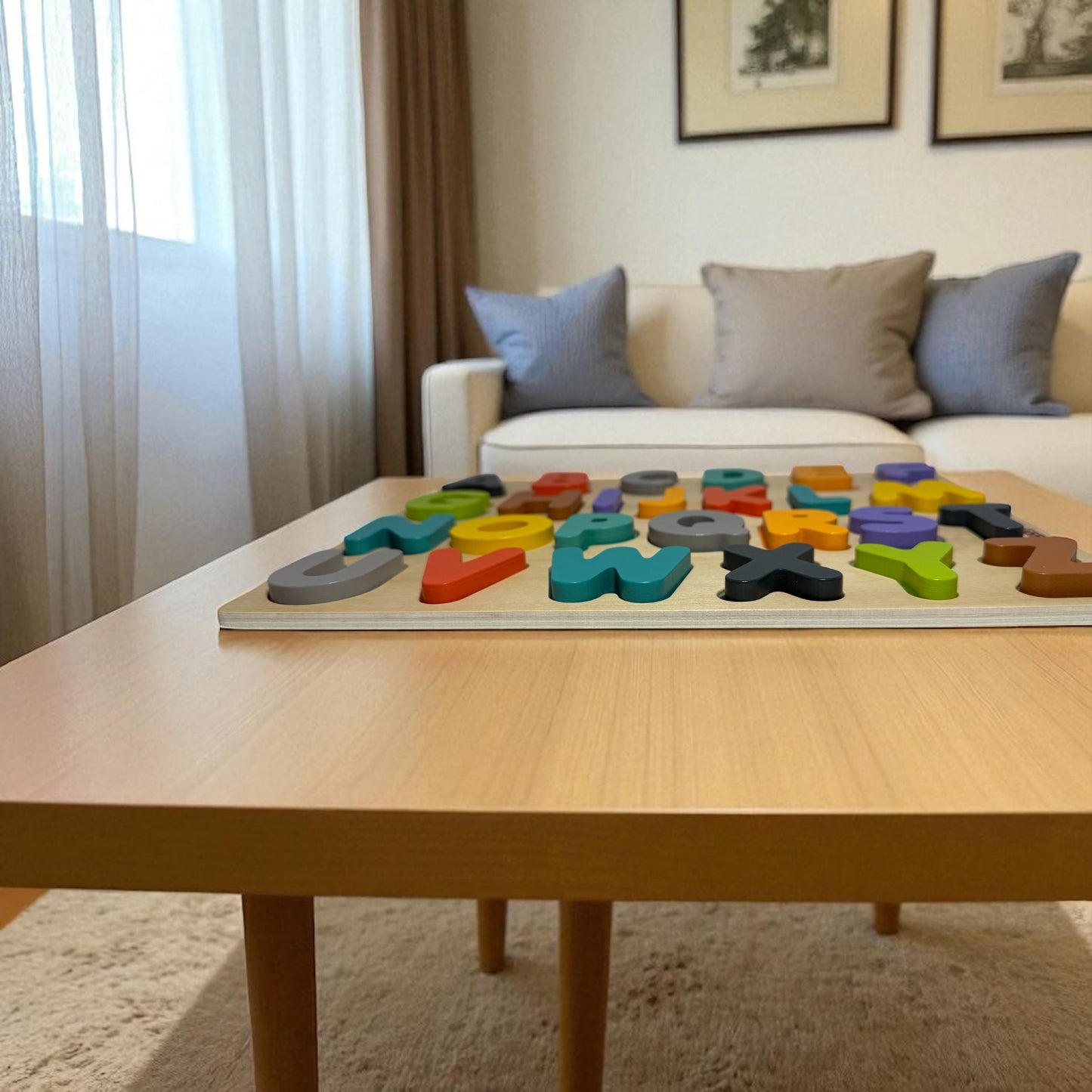 Wooden Alphabet Puzzle Board (A–Z with Animals) – Montessori Learning Toy