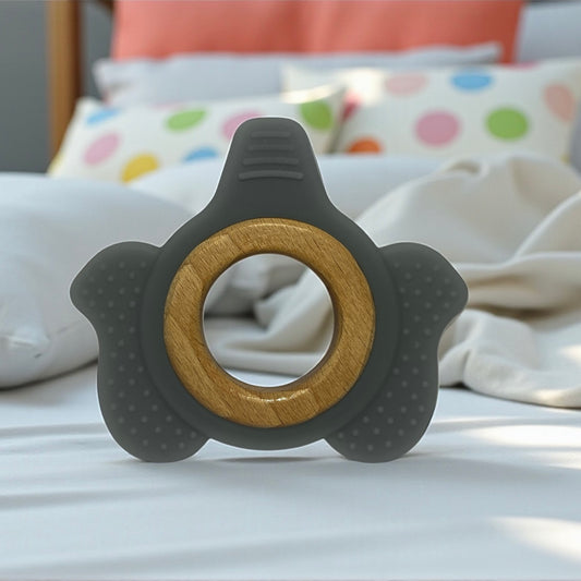 Baby Elephant Shaped Wooden & Silicone Teether – Safe & Eco-Friendly Teething Toy