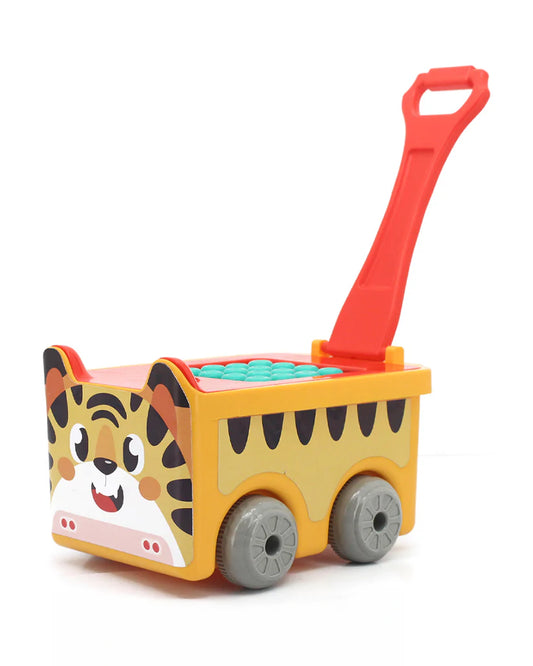 🐯 Tiger-Themed 2-in-1 Pull-Along Building Blocks Trolley Set– 30 Colorful Pieces in Pull-Along Animal Vehicle (18M+)