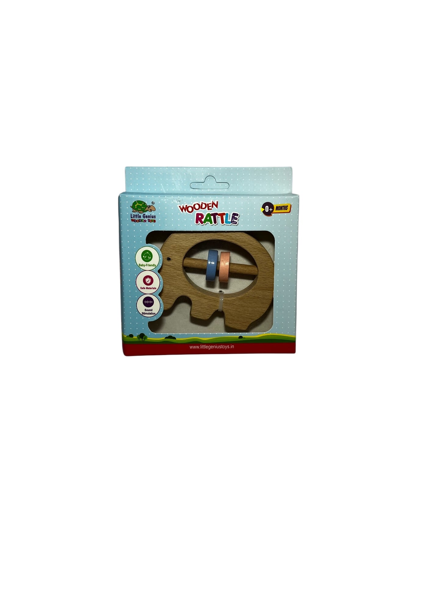 Wooden Elephant Baby Rattle – Eco-Friendly Teether Toy