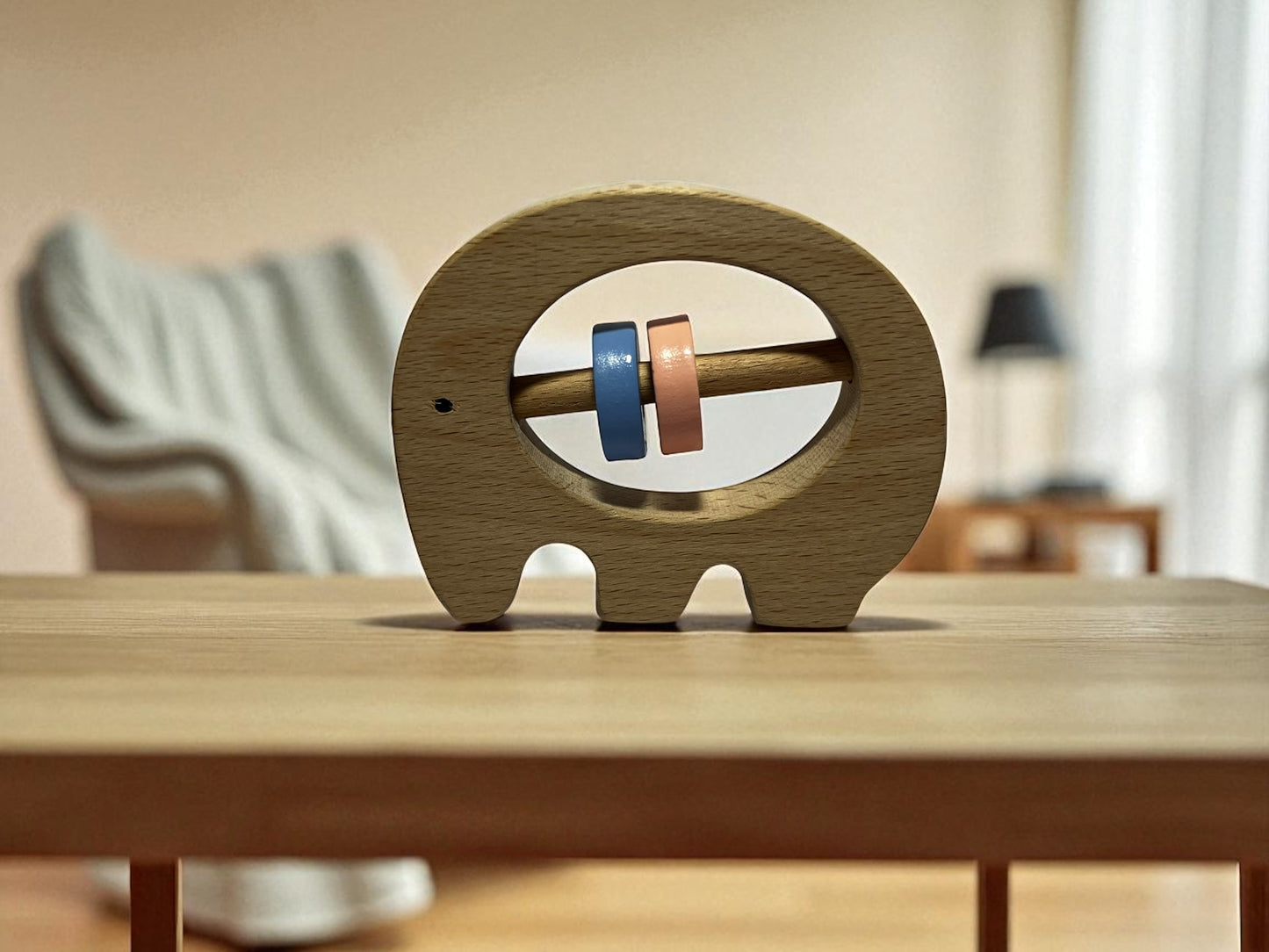 Wooden Elephant Baby Rattle – Eco-Friendly Teether Toy