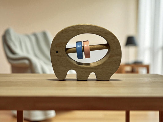 Wooden Elephant Baby Rattle – Eco-Friendly Teether Toy