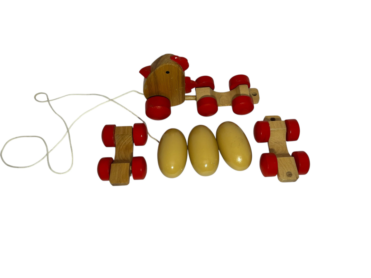 Wooden Pull-Along Hen with Rotating Eggs – Fun Learning Toy for Kids