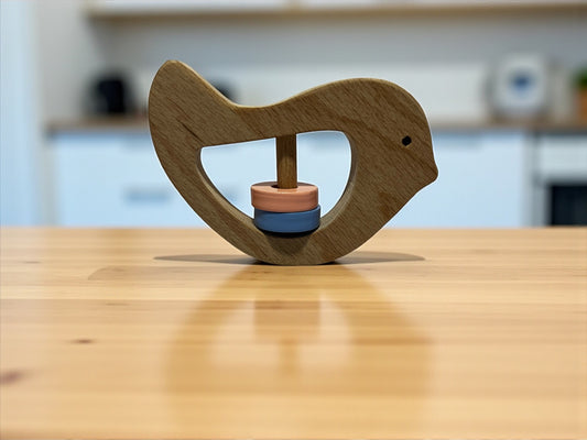 Wooden Bird Rattle & Teether – Natural Baby Toy