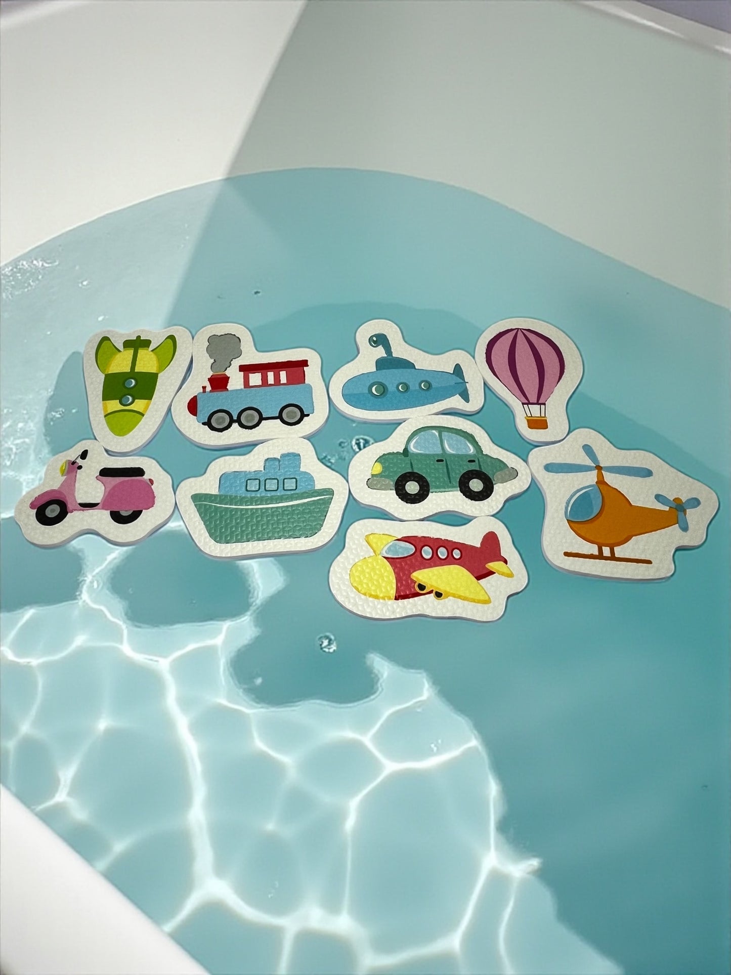 Transportation Foam Bath Toy Set – 9 Pieces