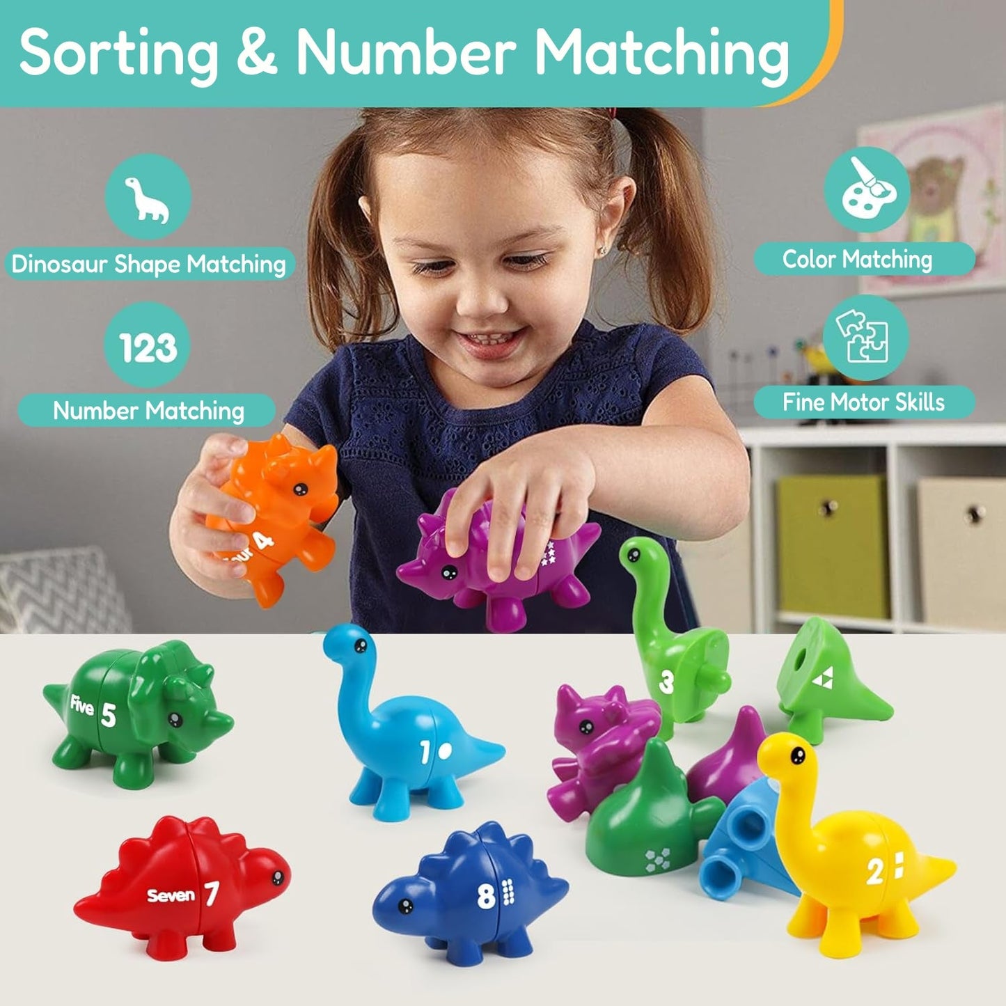JurassiCount-Montessori Dinosaur Number Matching Set (20 pcs)-Learning & Education-Open Ended-Toycra