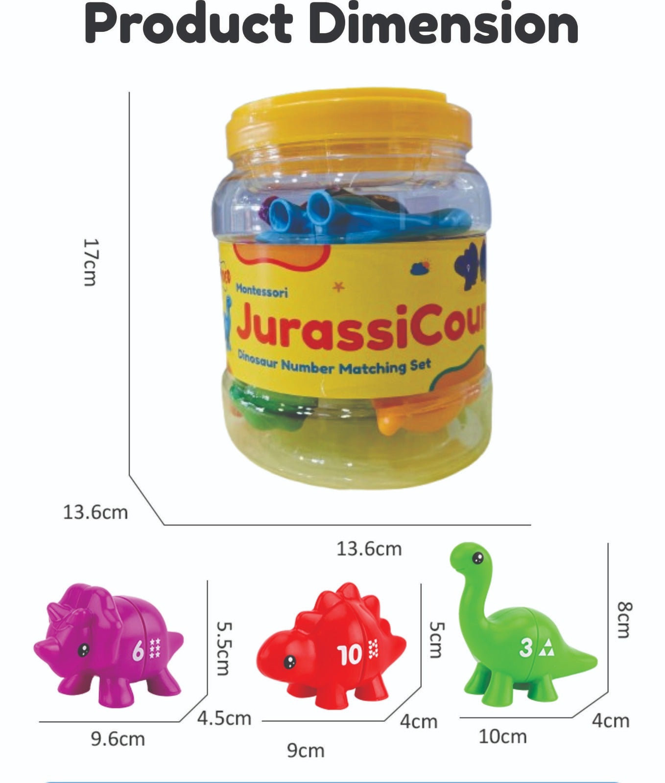 JurassiCount-Montessori Dinosaur Number Matching Set (20 pcs)-Learning & Education-Open Ended-Toycra