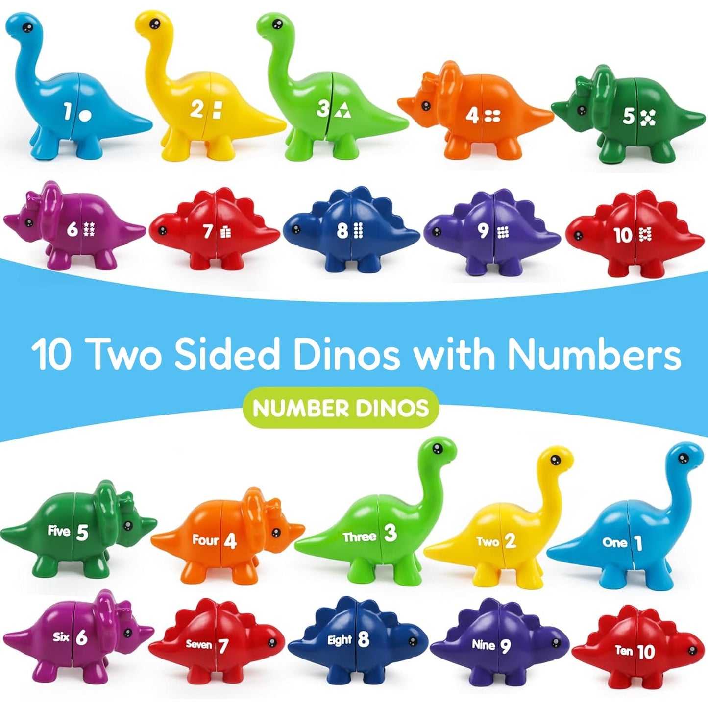 JurassiCount-Montessori Dinosaur Number Matching Set (20 pcs)-Learning & Education-Open Ended-Toycra