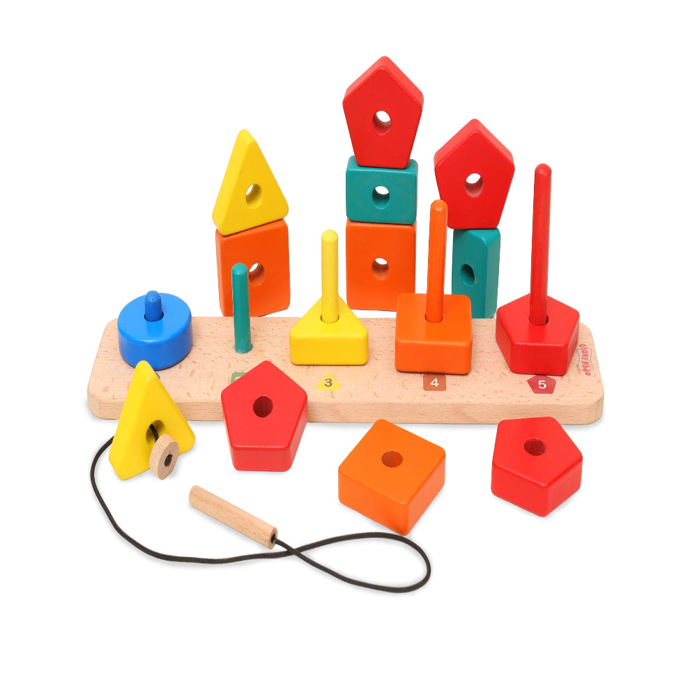 Open Ended 3 in 1 Stack and Sort Board With Lace-Motor Skills-Open Ended-Toycra