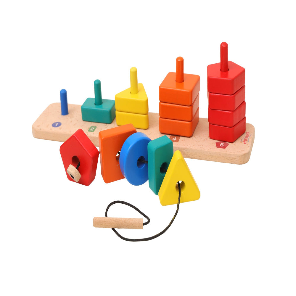 Open Ended 3 in 1 Stack and Sort Board With Lace-Motor Skills-Open Ended-Toycra
