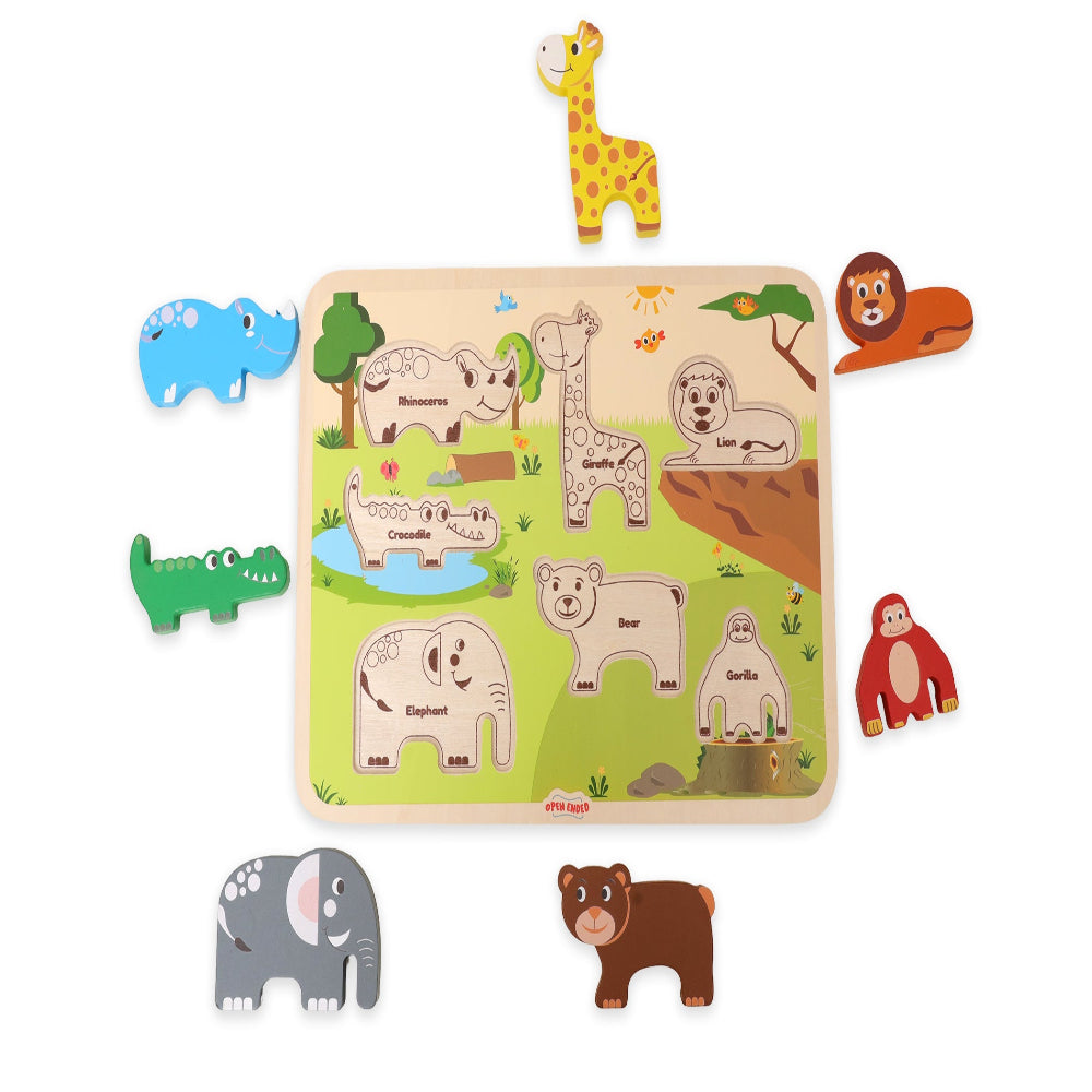 Open Ended Chunky Puzzle New Design- Animals (Includes - 7 Chunky self standing Animals)-Puzzles-Open Ended-Toycra