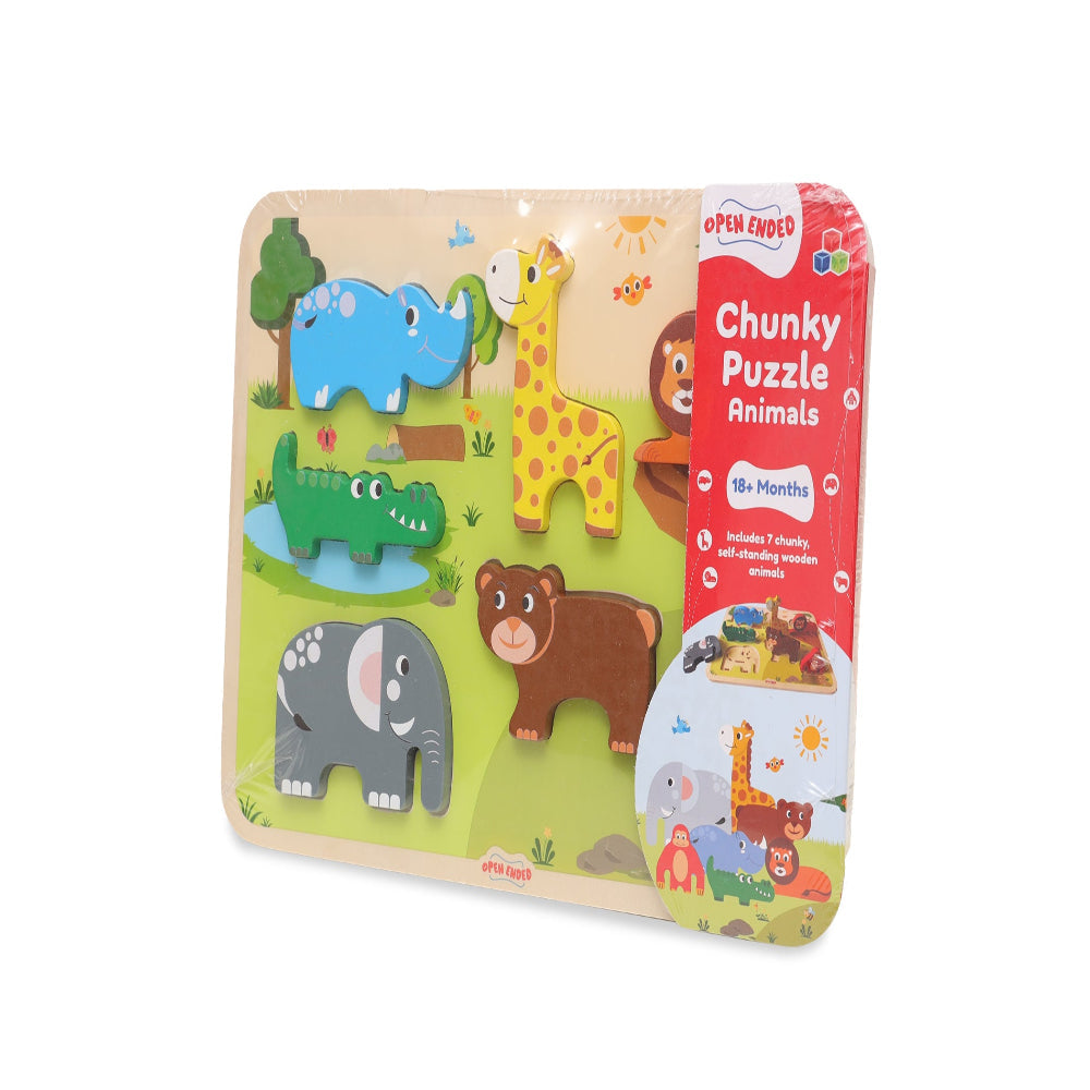 Open Ended Chunky Puzzle New Design- Animals (Includes - 7 Chunky self standing Animals)-Puzzles-Open Ended-Toycra
