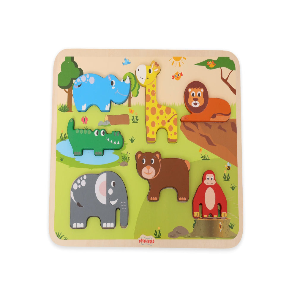 Open Ended Chunky Puzzle New Design- Animals (Includes - 7 Chunky self standing Animals)-Puzzles-Open Ended-Toycra