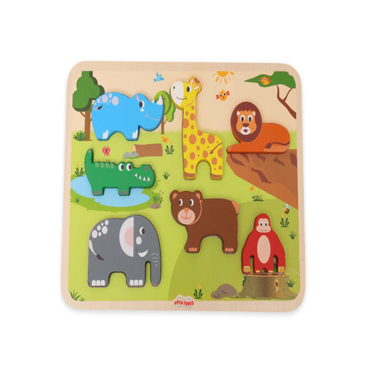 Open Ended Chunky Puzzle New Design- Animals (Includes - 7 Chunky self standing Animals)-Puzzles-Open Ended-Toycra
