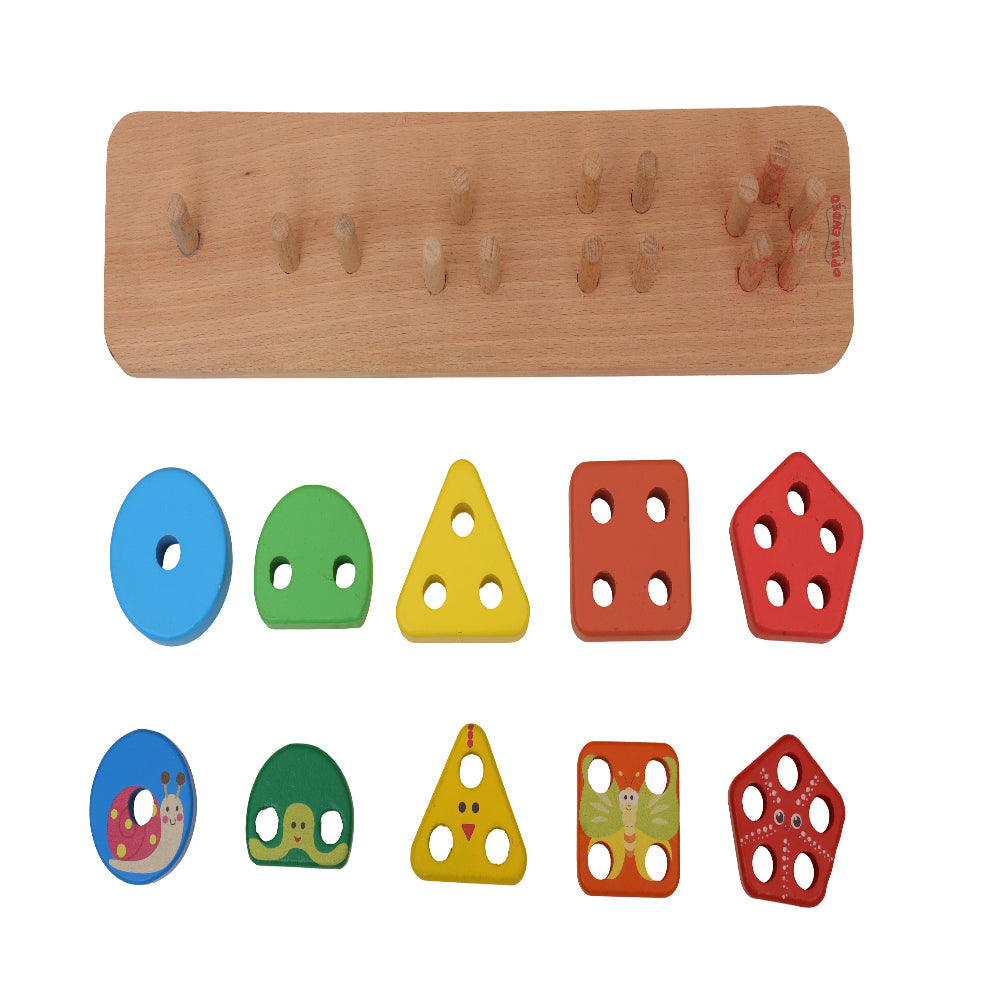 Open Ended Montessori Multi Peg Shape Stacker-Motor Skills-Open Ended-Toycra