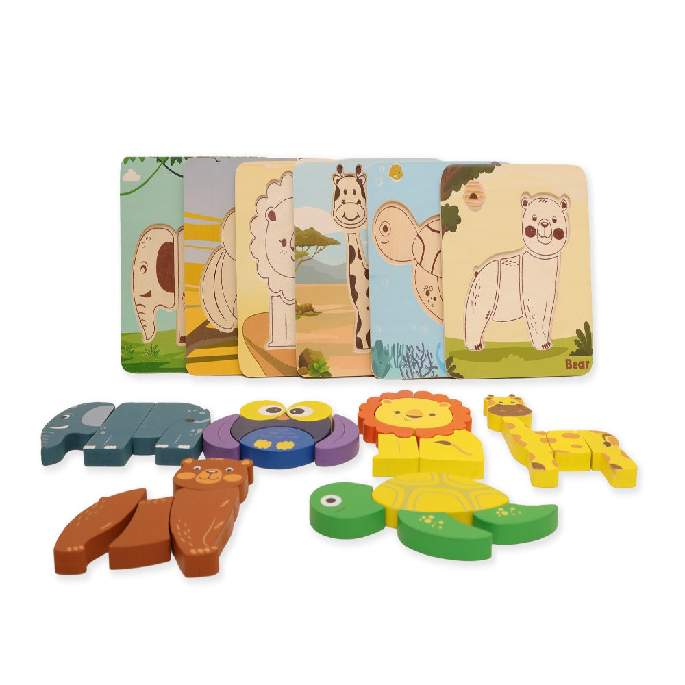 Open Ended Toddler's First 6 In 1 Puzzle - Animals (6 puzzles, 27 pcs)-Puzzles-Open Ended-Toycra