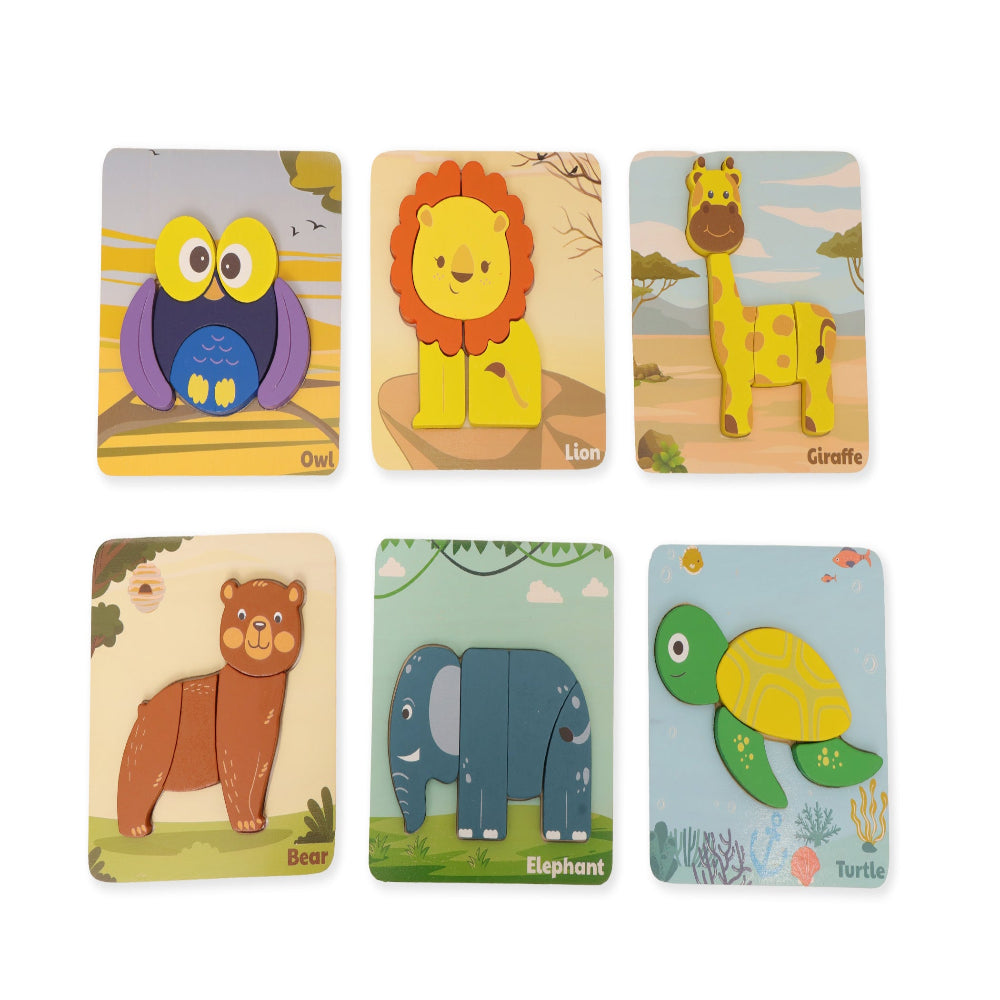 Open Ended Toddler's First 6 In 1 Puzzle - Animals (6 puzzles, 27 pcs)-Puzzles-Open Ended-Toycra