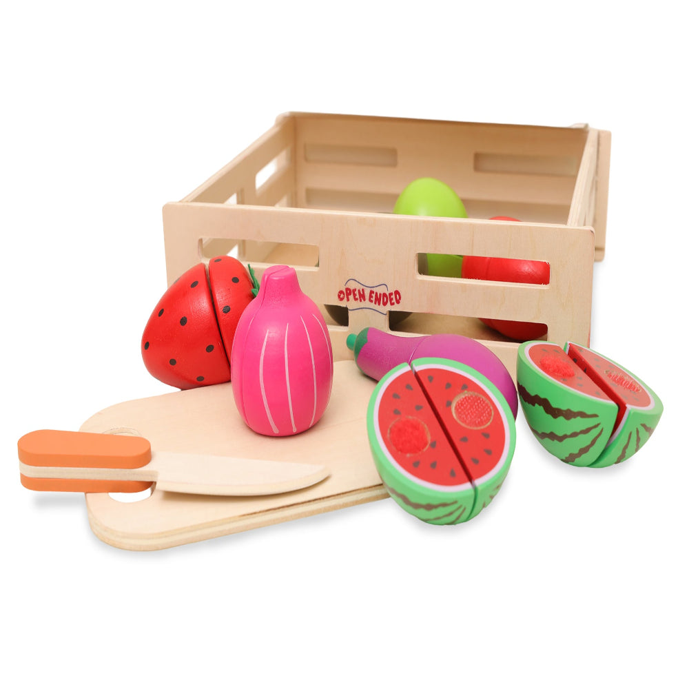 Open Ended Wooden Cutting Set 2- Fruits & Veggies (7 pcs set)-Pretend Play-Open Ended-Toycra
